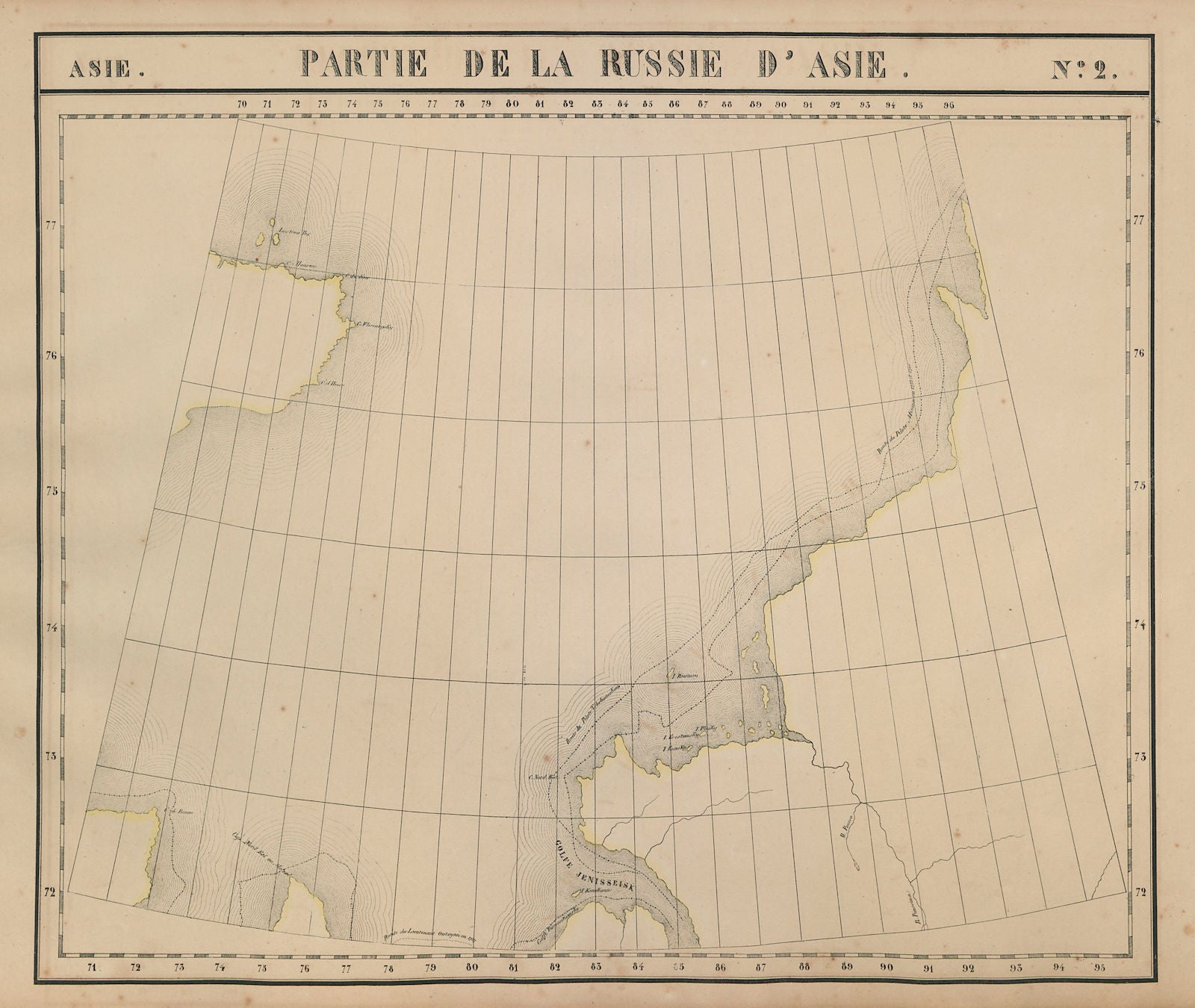 Russie d'Asie #2 Russia. Kara Sea. Taymyr peninsula VANDERMAELEN 1827 old map